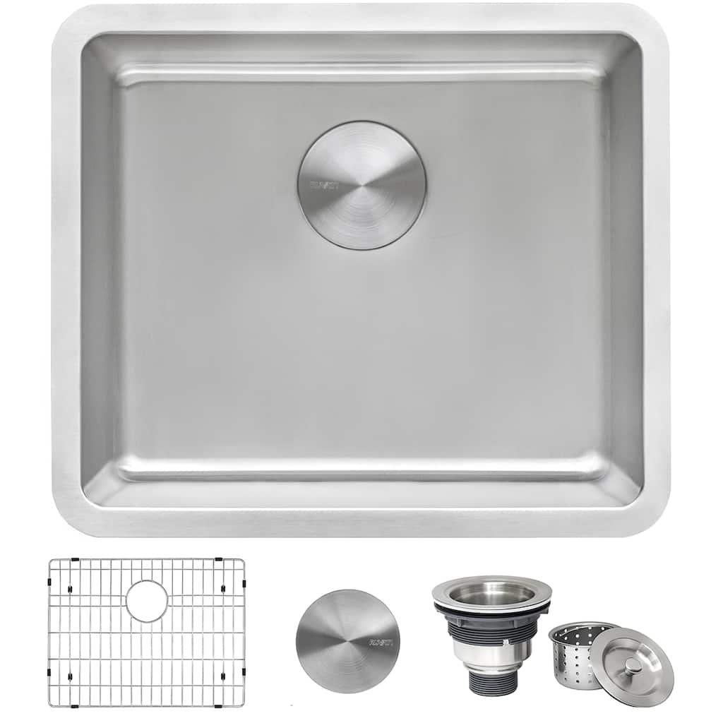 Ruvati 20-inch Undermount Bar Prep Kitchen Sink 16 Gauge Stainless Steel Single Bowl - RVM5020 - 20-1/2″ x 17-3/4″