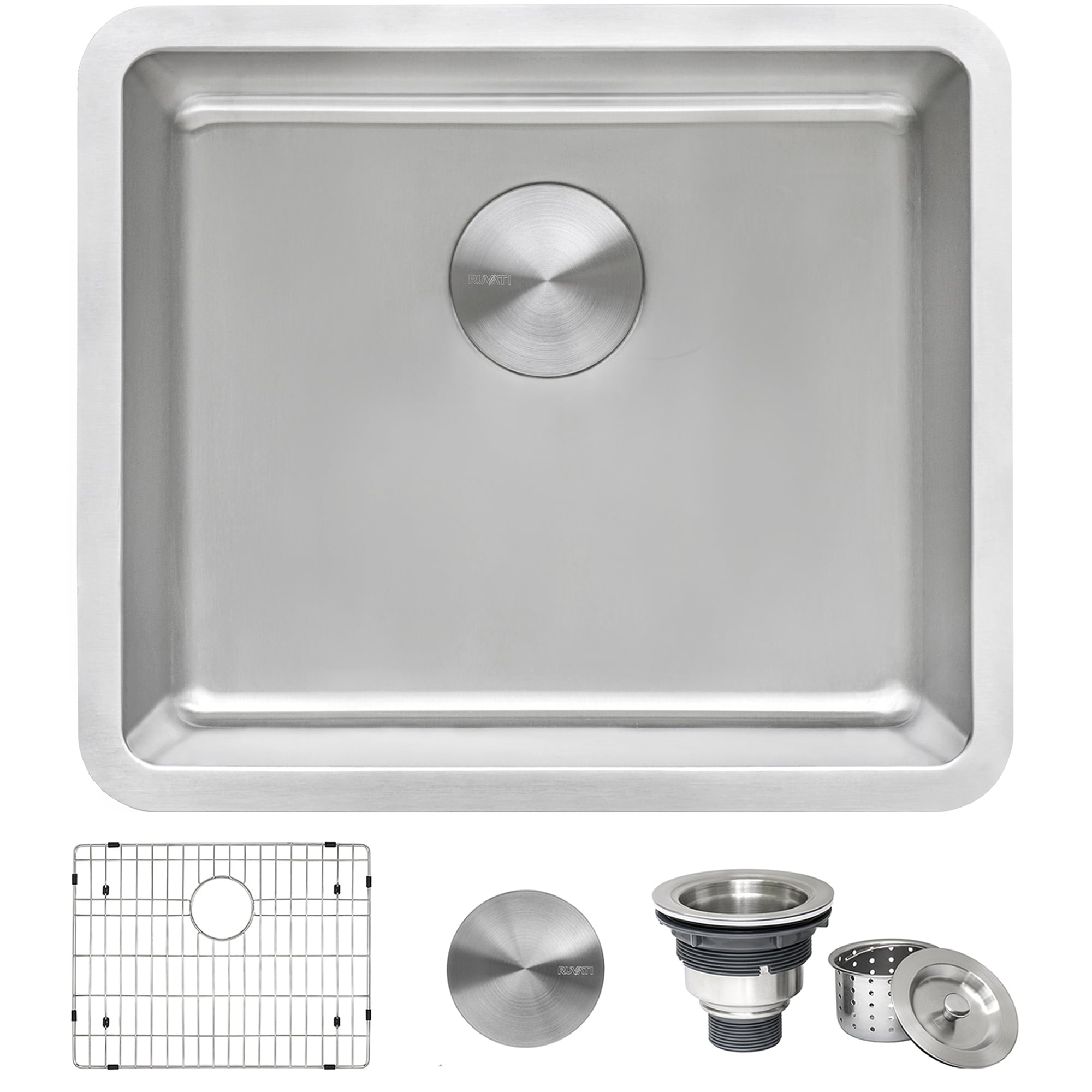 Ruvati 20-inch Undermount Bar Prep Kitchen Sink 16 Gauge Stainless Steel Single Bowl - RVM5020 - Silver - 20-1/2″ x 17-3/4″