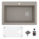 preview thumbnail 9 of 64, Karran Drop-In Quartz 33 in. 1-Hole Single Bowl Kitchen Sink Kit Concrete