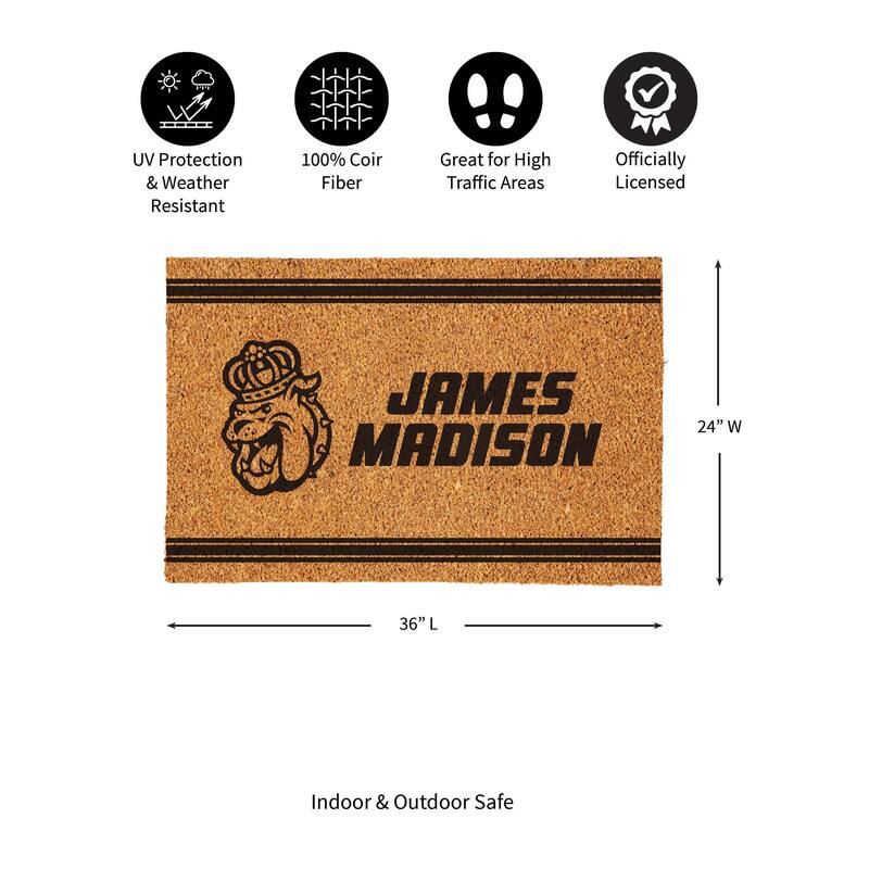 James Madison University Monochrome Indoor/Outdoor Coir Door Mat