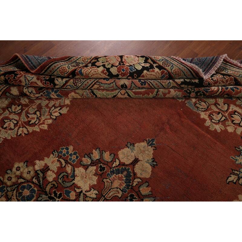 Orange Mahal Persian Antique Area Rug Hand-Knotted Wool Carpet - 9'0"x 12'7"
