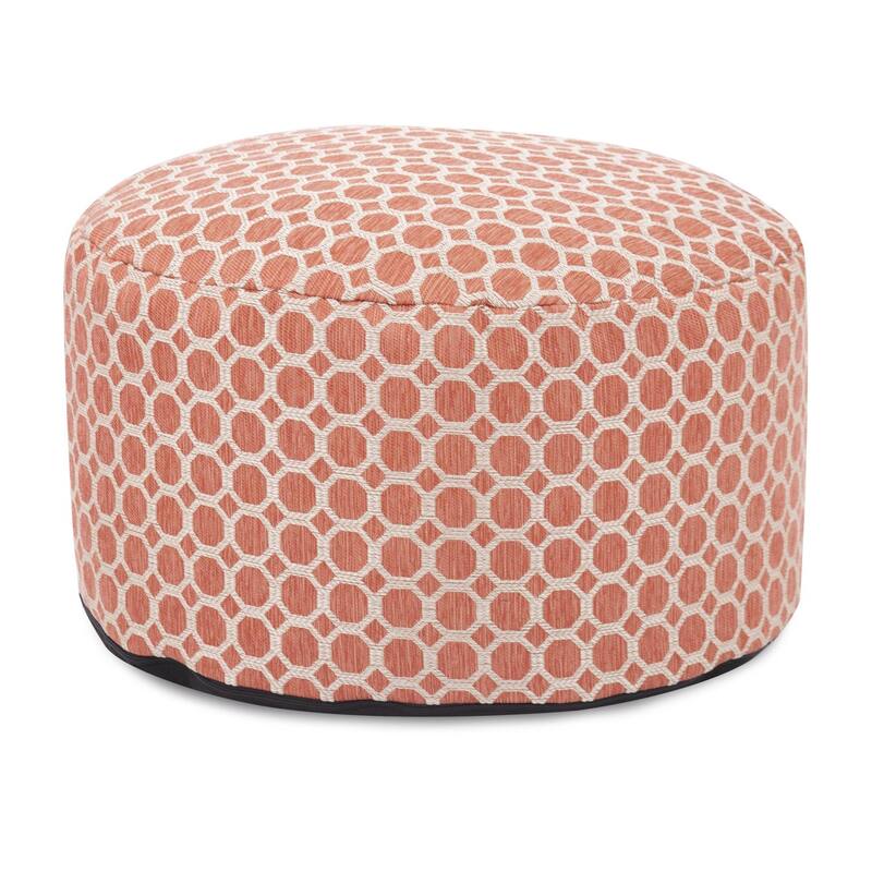 Allan Andrews Contemporary Foot Pouf, Pyth Collection - 12"H x 22"D Coral - Coral