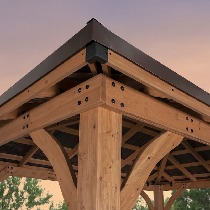 Backyard Discovery Barrington 14x10' Cedar Wood Gazebo with Steel Roof