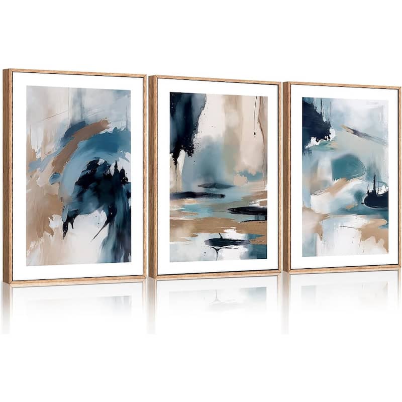 Minimalist Navy Shape Wall Decor, Large Abstract Block Wall Painting - 24 x 36