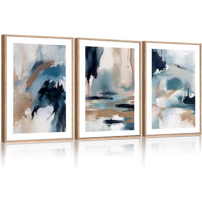 Minimalist Navy Shape Wall Decor, Large Abstract Block Wall Painting