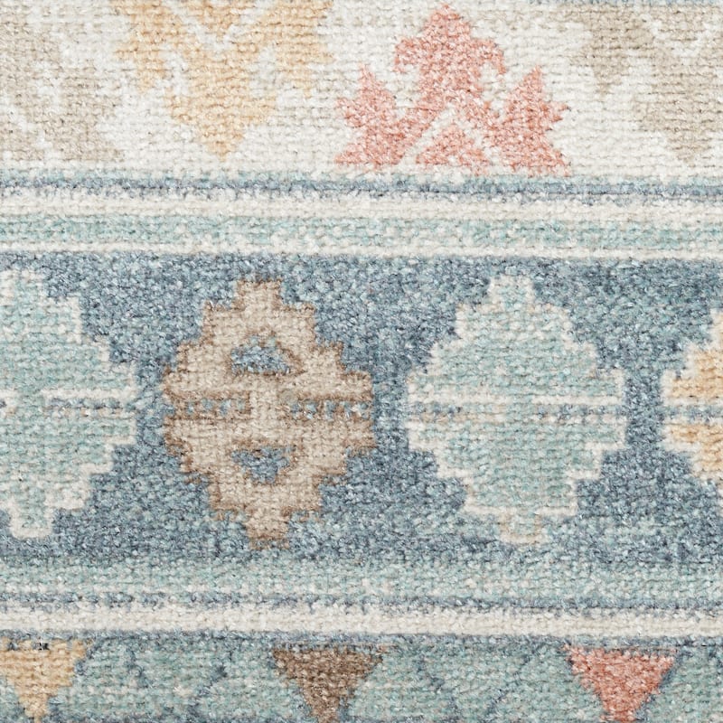 Nourison Washable Beauty Machine Washable Indoor only Blue Geometric Area Rug