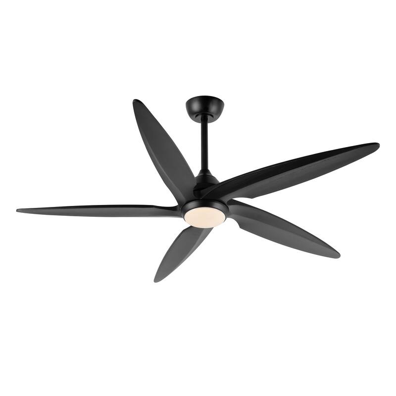 GetLedel 54" Solid Wood 5-Blade Ceiling Fan with Dimmable LED and Remote Control