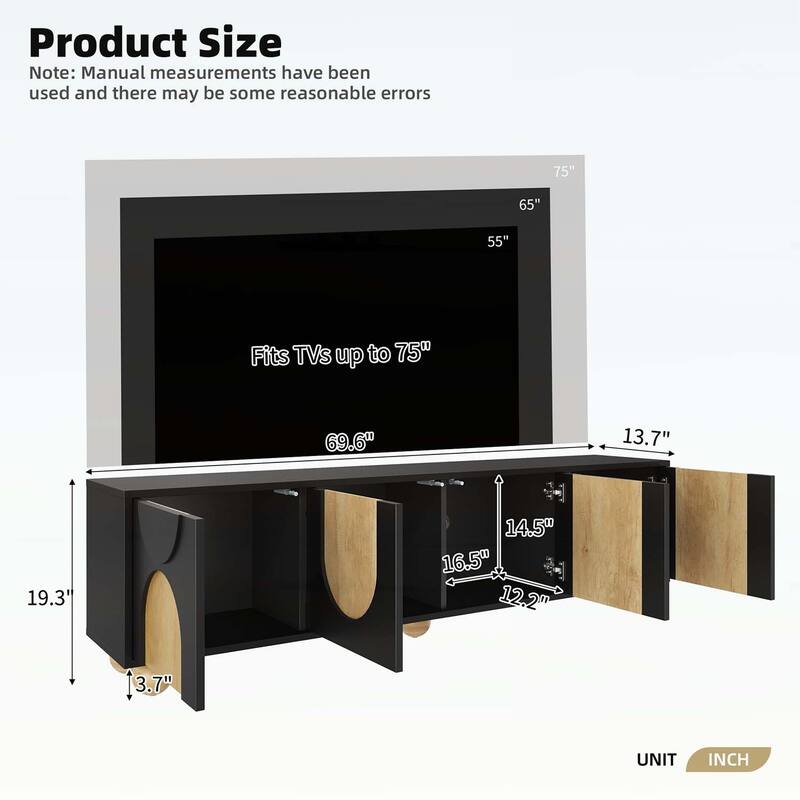 Farmhouse TV Stand with Cable Holes for TVs up to 75