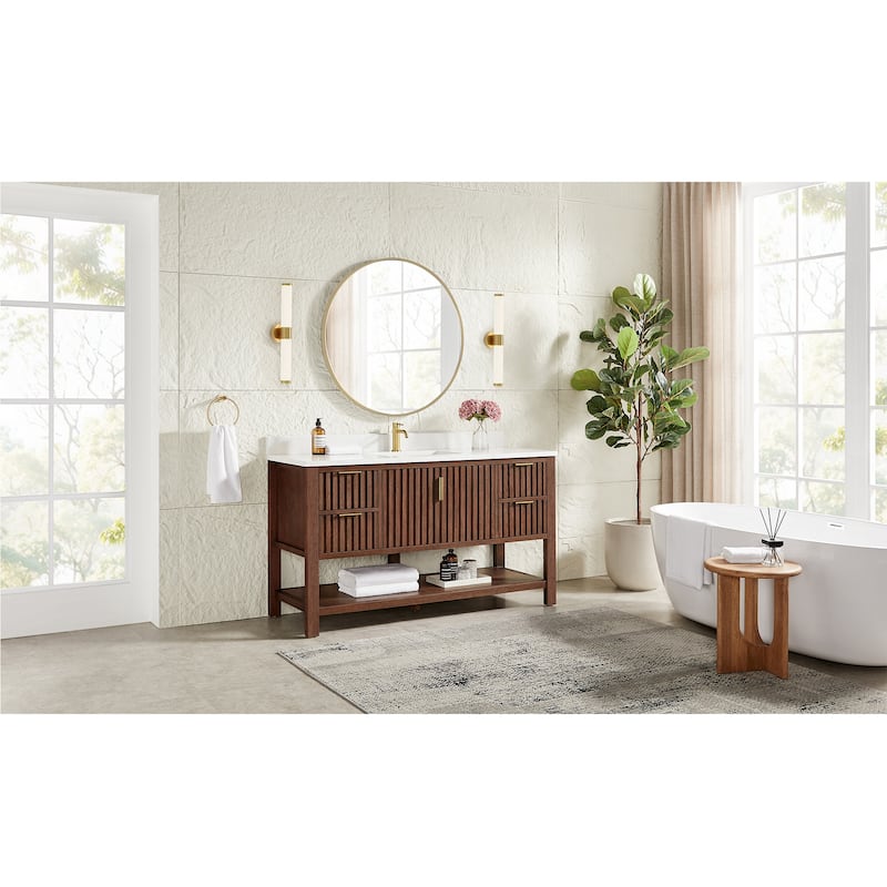 Tehran Bath Vanity with Composite Stone Top without Mirror