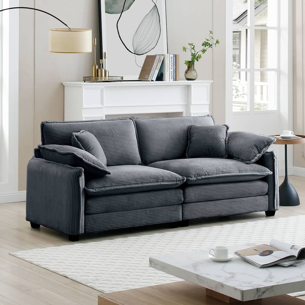 Ergonomic Deep Seat Loveseat with Pillows and Removable Armrests