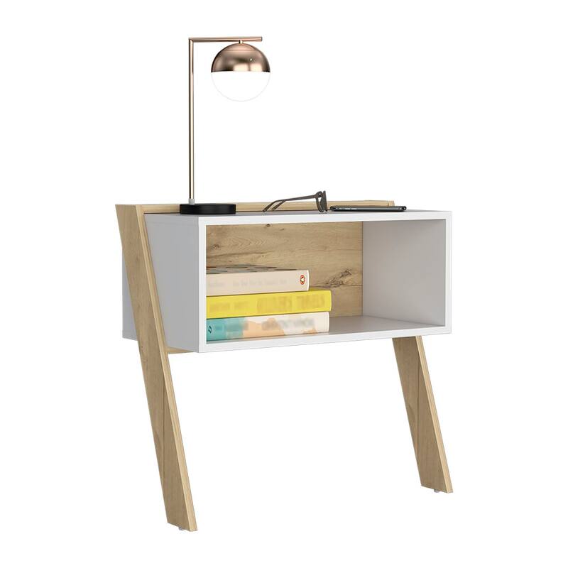 Light Oak Nightstand with One Shelf and Superior Top