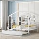 preview thumbnail 1 of 41, Full Size Solid Wood House Bed with Trundle & Writing Board Full - White