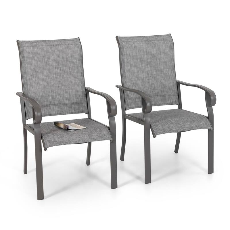 Outdoor 2-Piece Patio Textilene Fabric Chairs - 22.44*28.35*38.78 inch