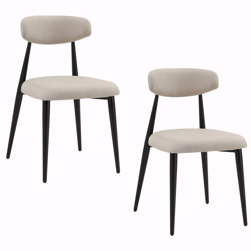 Modern Curved Back Dining Chairs, Round Upholstered Seat with Metal Frame