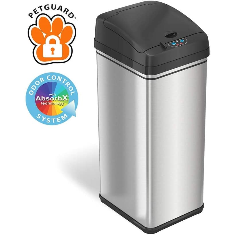 iTouchless 13 Gallon Sensor Kitchen Trash Can with Pet-Proof Lid