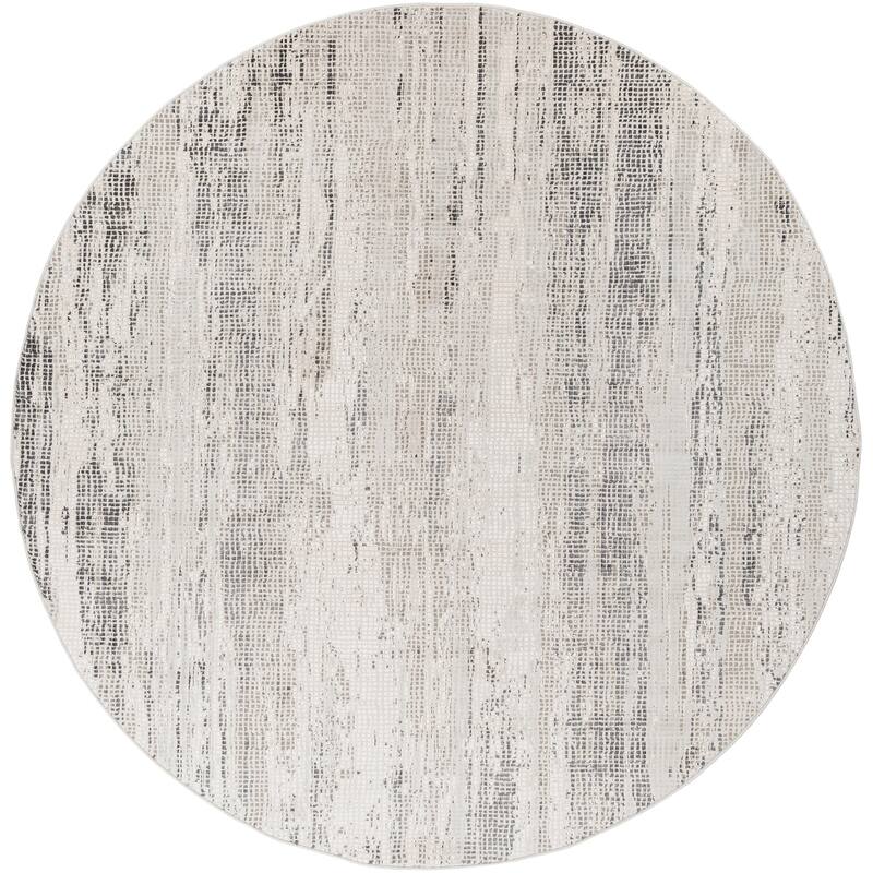 Livabliss Modern & Contemporary Aisha Abstract Area Rug - 6'7" x 6'7" Round - Grey