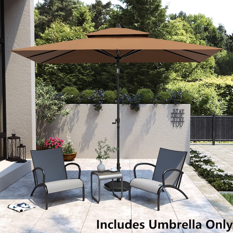 Pellebant 9 x 5 Ft Outdoor Double Top Market Umbrella