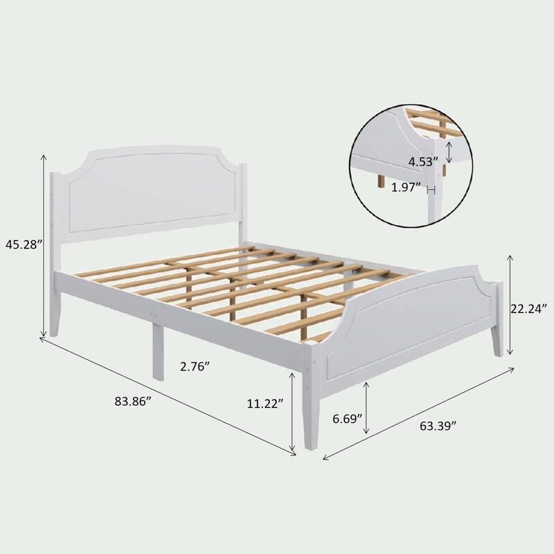White Contemporary Roman Style, Solid Wood Bed