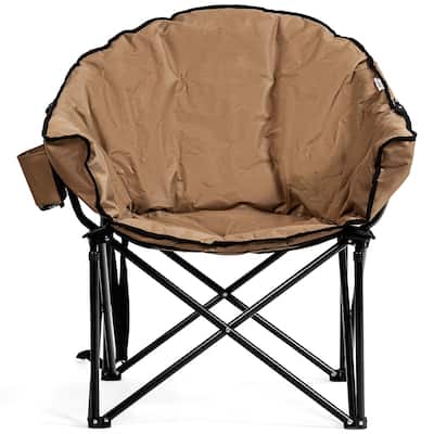 Costway Folding Camping Moon Padded Chair with Carry Bag Cup Holder - 32''x 31.5''x 35.5''