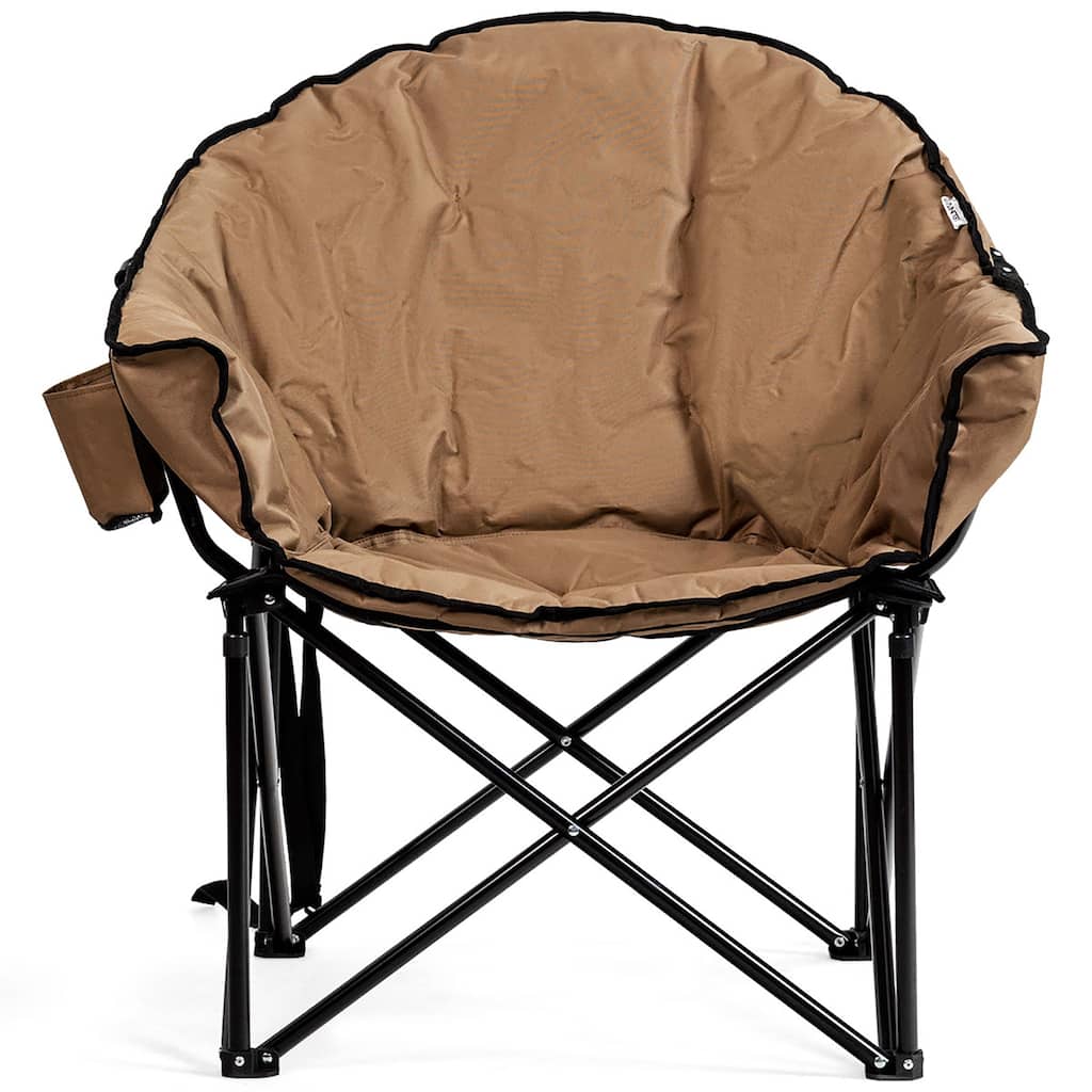 Costway Folding Camping Moon Padded Chair with Carry Bag Cup Holder - 32''x 31.5''x 35.5''