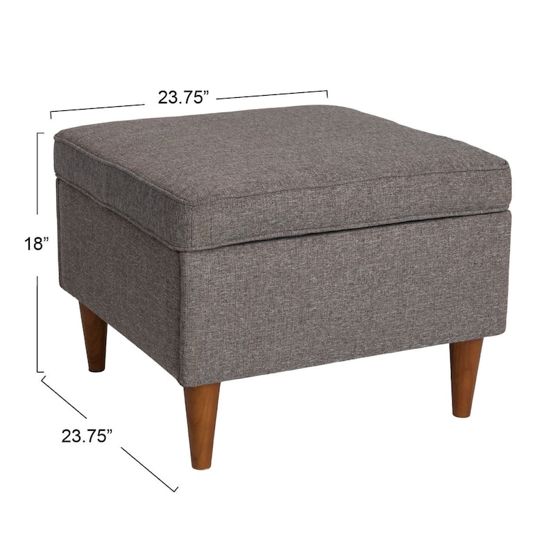 Atley Upholstered Ottoman with Storage and Solid Wood Legs
