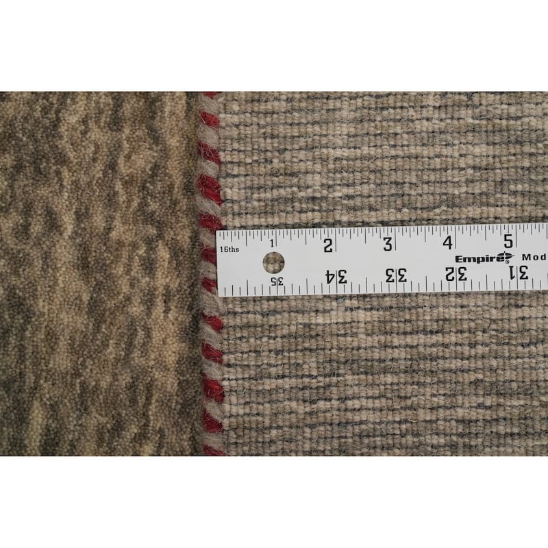 Hand Knotted Oriental 100% Wool Carpet Tribal Animal Pictorial Beige & Ivories Gabbeh Area Rug - 9' 9'' X 8' 2''