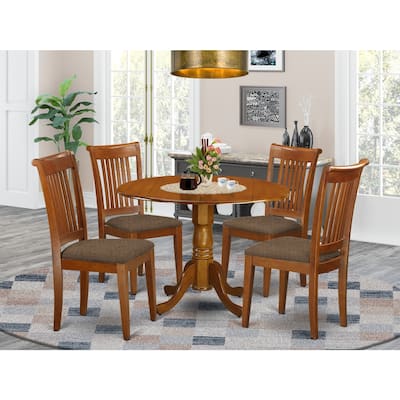 Small Kitchen Table Set with Chairs - Breakfast Dining Table Wood Round Drop Leaf