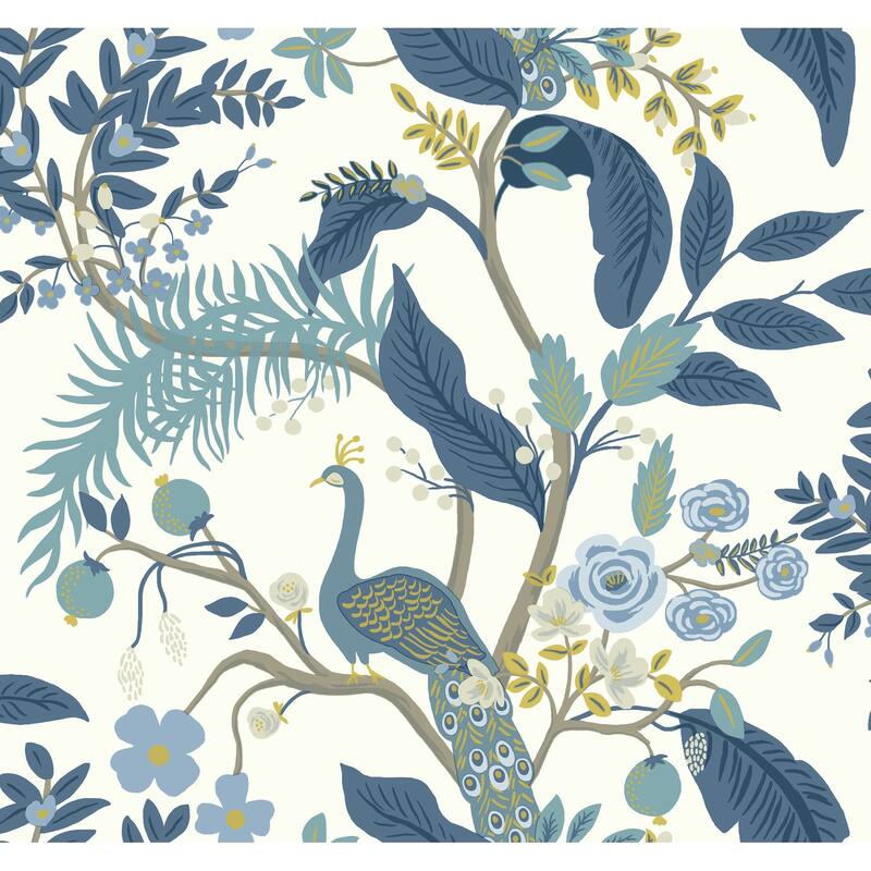 Rifle Paper Co.Peacock Blue & White Wallpaper