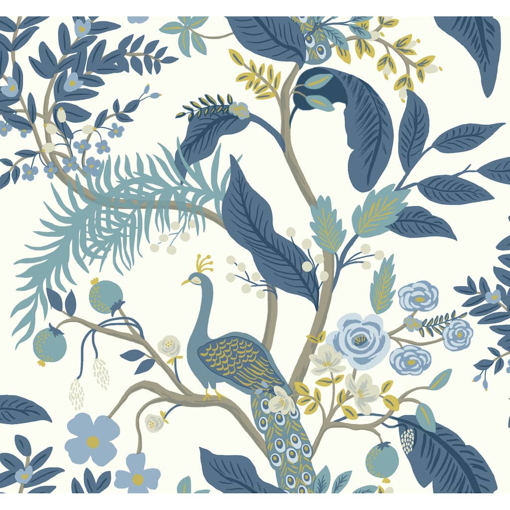 Rifle Paper Co.Peacock Blue & White Wallpaper