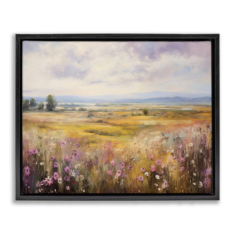 Stupell Vast Meadow with Subtle Flowers Framed Floater Canvas Wall Art Design By Franklyn Gregory - 21 x 17 - Black