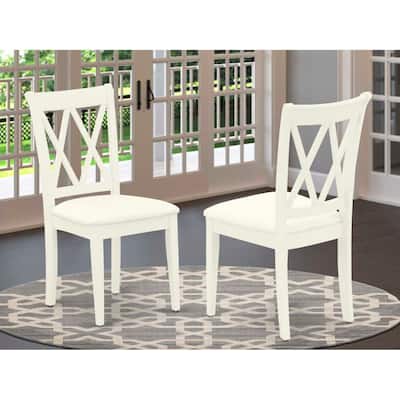 Double X Back Dining Chairs Set of 2 with Linen White Finish, Comfortable Kitchen Seating - 18