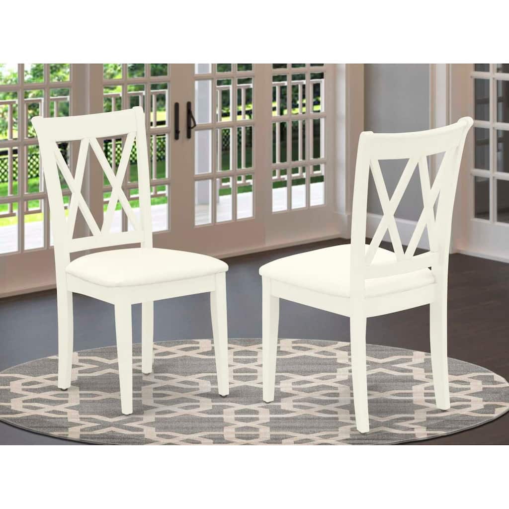 Double X Back Dining Chairs Set of 2 with Linen White Finish, Comfortable Kitchen Seating - 18