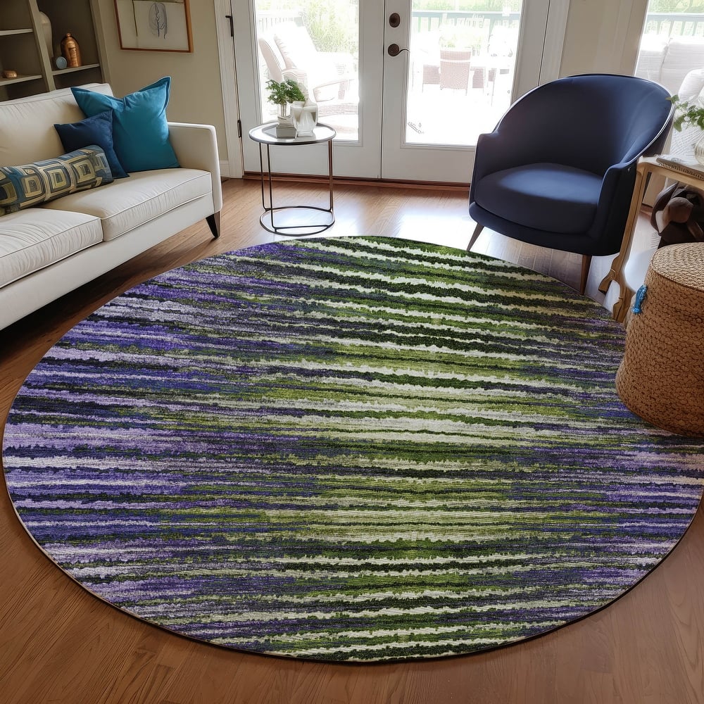 Machine Washable Indoor/ Outdoor Chantille Jagged Stripes Rug