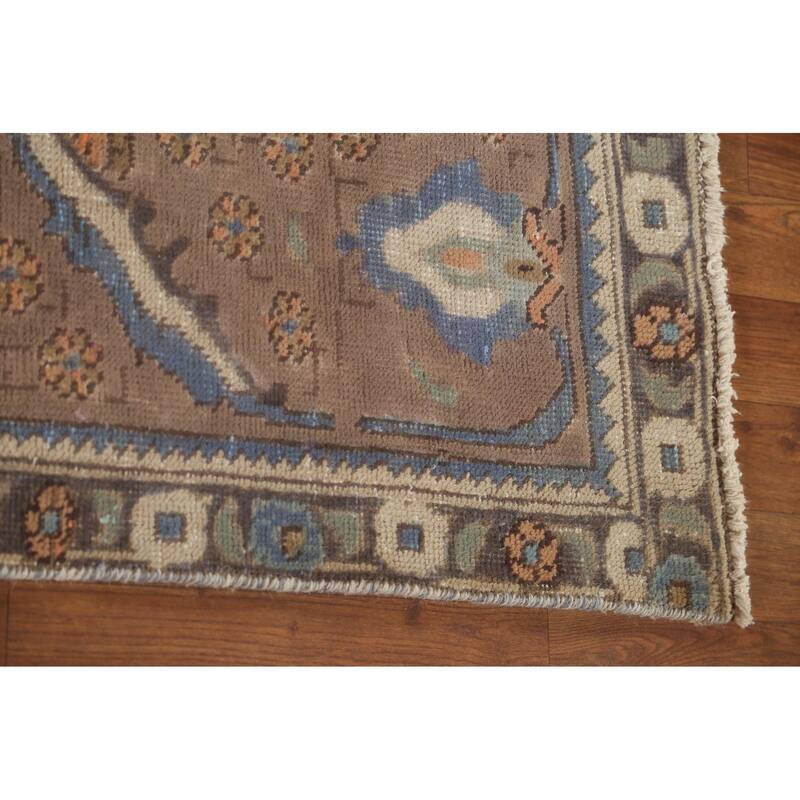 Brown Tabriz Persian Vintage Rug Handmade Wool Carpet - 8'1"x 10'9"