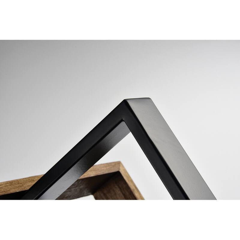 Matte Black and Wood 4-Light Linear Island Lighting with Exposed Bulbs