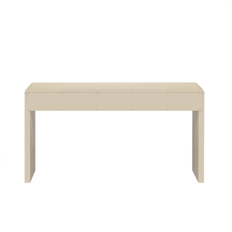 Console Table with 3 Fluted Drawers - Solid Wood Veneer Entryway Table Featuring Natural Wood Grain for Living Room, Hallway