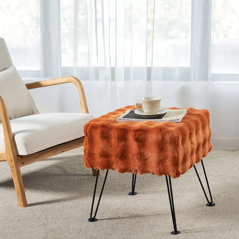 Bubble Textured Stool- 17x17x17" - Orange