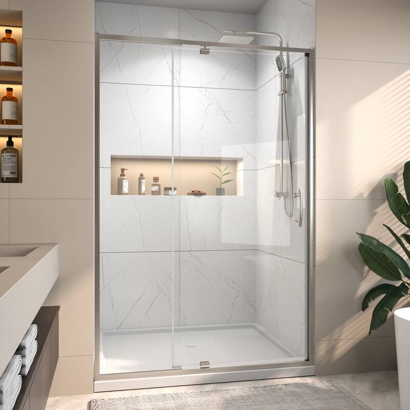 Modland 48"x71" Pivot Swing Semi-Frameless Shower Door with 1/4" Tempered Clear Glass