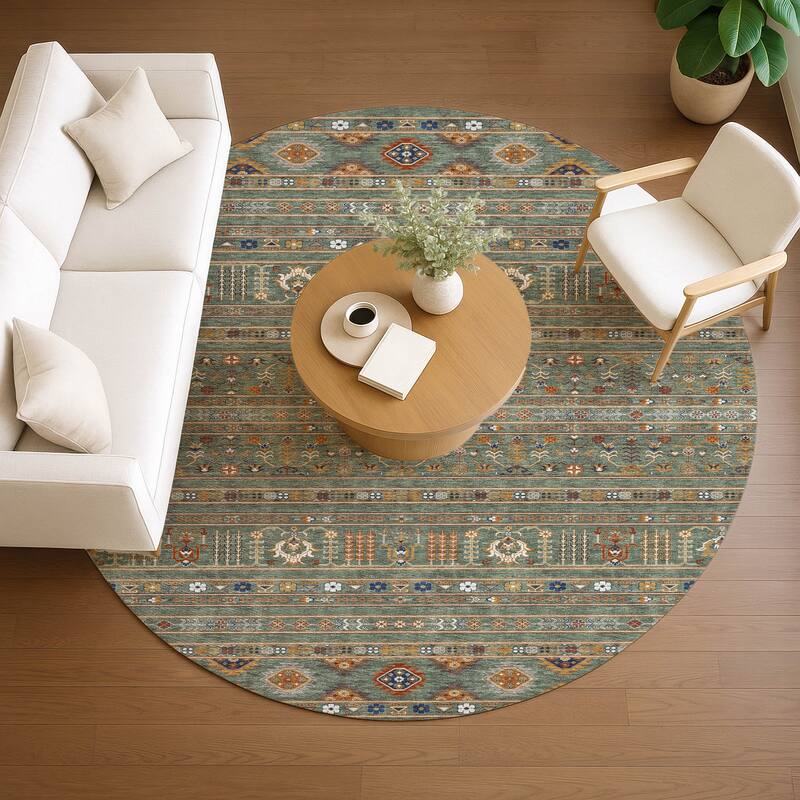 Machine Washable Indoor/ Outdoor Boho Moroccan Chantille Rug