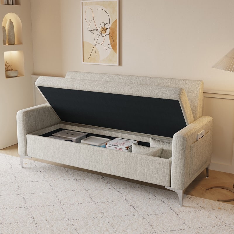 57.1" Two-Seater Sofa With Storage Function