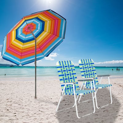 Folding Beach Chair Blue Strip