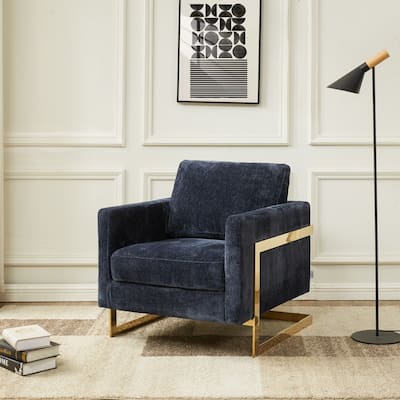 Lincoln Modern Single Seater Sofa Boucle Accent Arm Chair with Gold Stainless Steel Frame Upholstered for Bedroom Living Room
