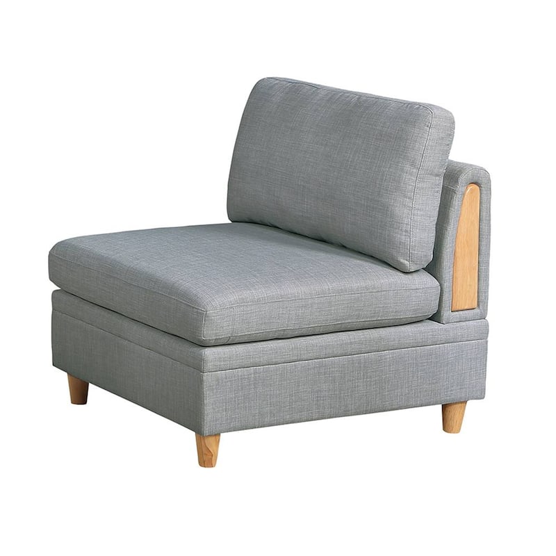 Dorris Fabric Upholstered Modular Armless Chair with Solid Wood Decoration - Light Grey
