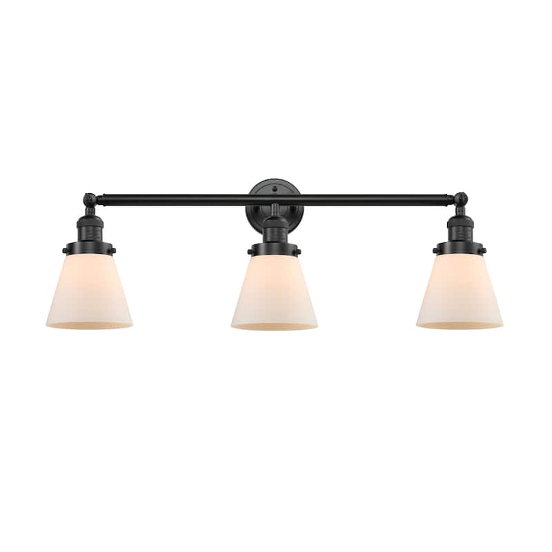 Innovations Lighting Small Cone 3 Light 30" Wide Bathroom Vanity Light - Oil Rubbed Bronze / Matte White