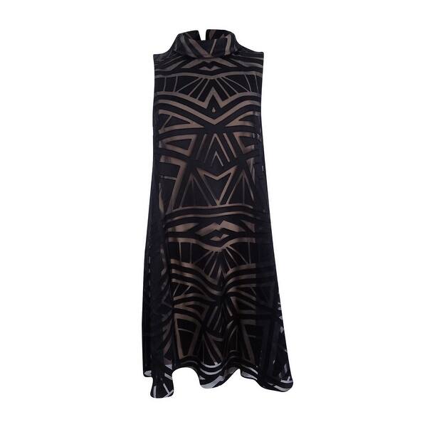 Vince Camuto Women S Mock Neck Burnout Trapeze Dress 2 Black Overstock 22989361