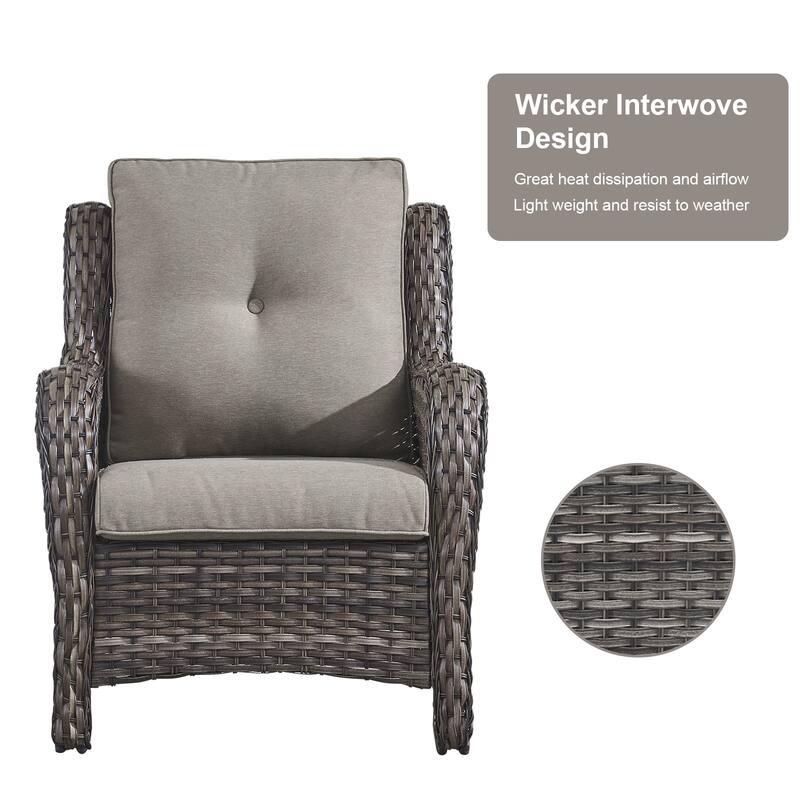 Propane Fire Pit Table with Patio Sofa Chair Set - Grey