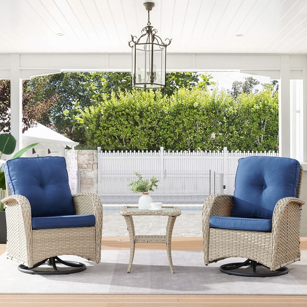 Pocassy Patio Swivel Rocker Chairs with Side Table