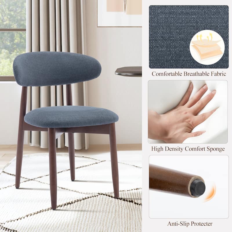 Modern Farmhouse Wooden Dining Chairs (Set of 2/4/6) – Upholstered Fabric Side Chairs with Floor Protectors