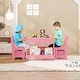preview thumbnail 4 of 5, Kids Table and Chair Set - 4 in 1 Wooden Activity Table with 2 Chairs and Storage Drawer