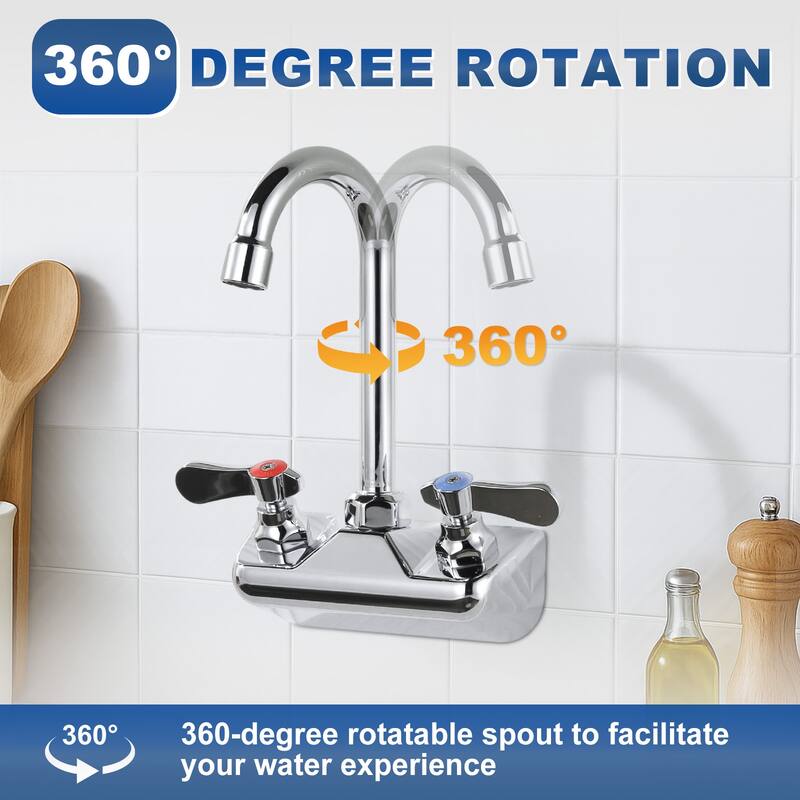 WOWOW Double-Handle Wall Mount Standard Kitchen Bar Faucet